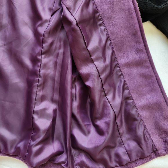 Whimsigoth Jacket Purple Plum Vintage Y2K Faux Suede Floral Embroidered Medium - Picture 9 of 14